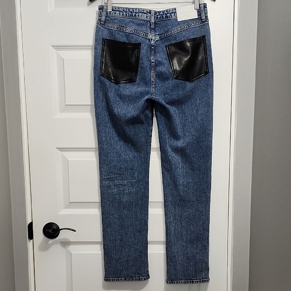 REVOLVE JONATHAN SIMKHAI STANDARD The River faux leather straight leg jeans - Picture 9 of 14